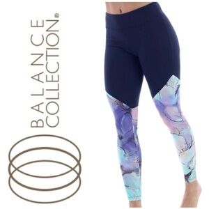 Marika BALANCE COLLECTION Charlotte Spliced Yoga Leggings Floral Watercolor Med
